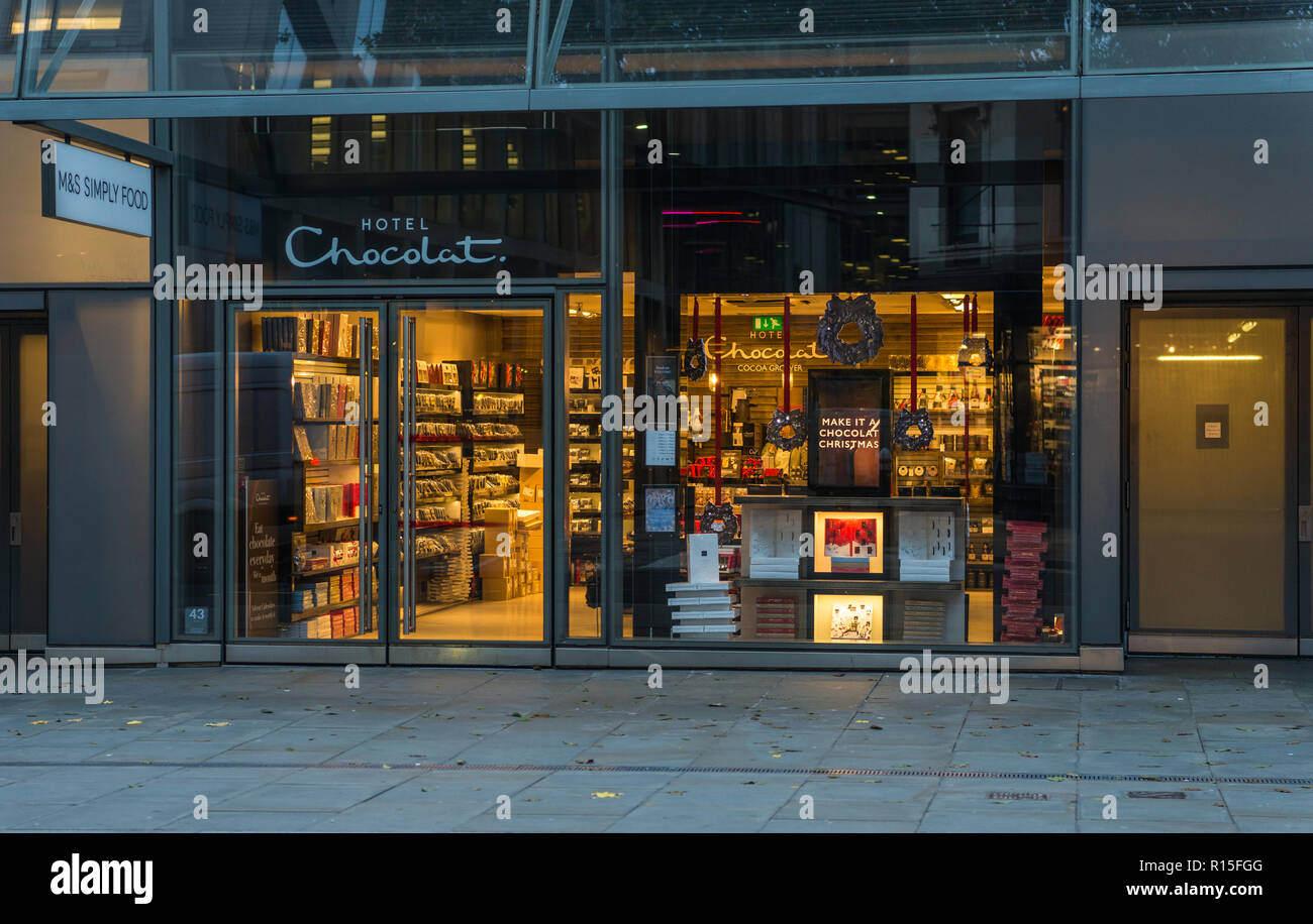 Hotel Chocolat shopfront, un nuovo cambiamento, Cheapside, London, England, Regno Unito Foto Stock