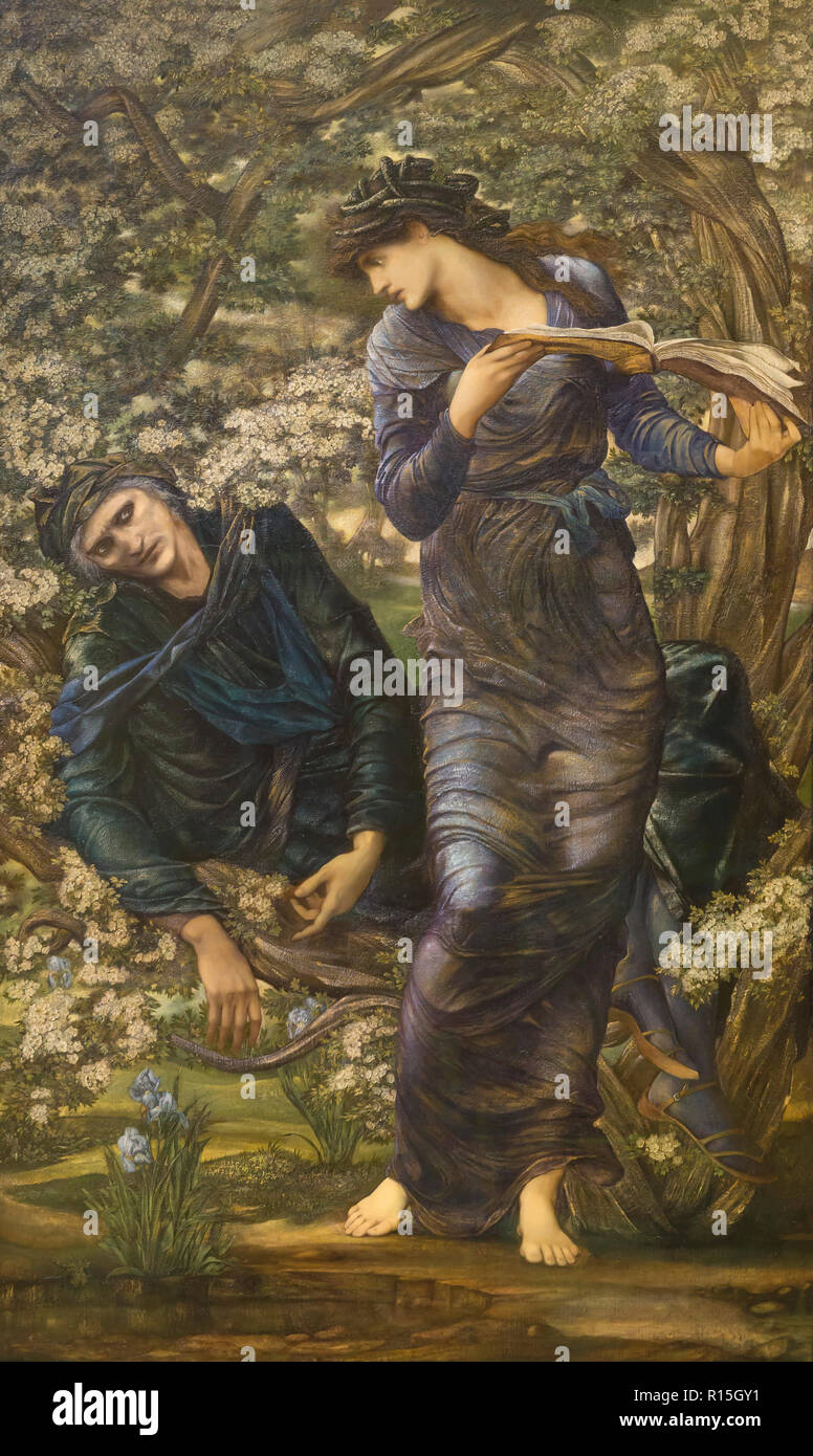 La seducente di Merlin, Edward Coley Burne-Jones, 1872-1877, Lady Lever Art Gallery, Port Sunlight, Liverpool, in Inghilterra, Regno Unito, Europa Foto Stock