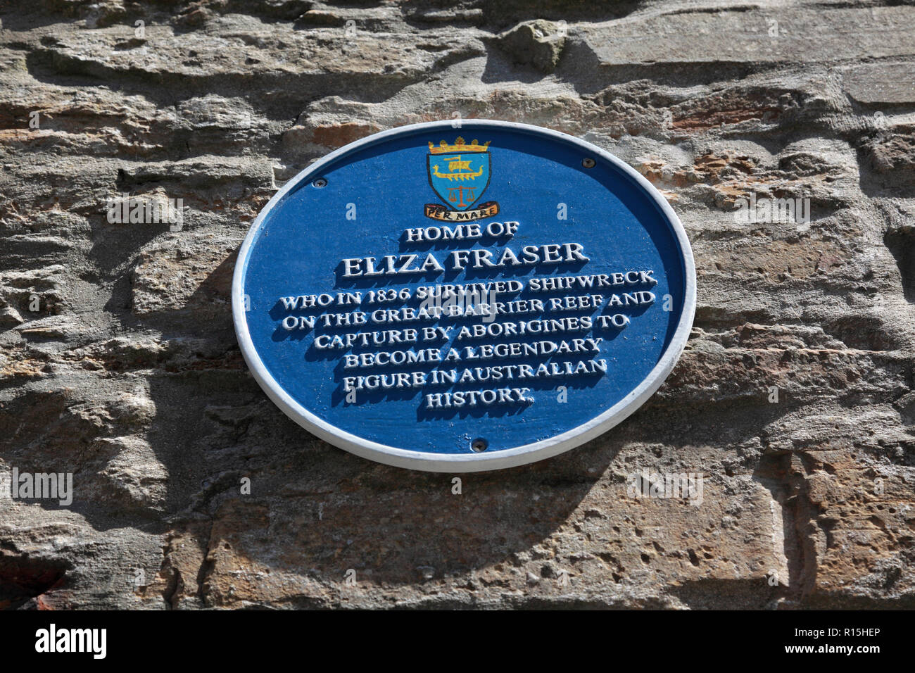 Una targa blu per contrassegnare la casa in Stromness, Orkney di Eliza Fraser, un piuttosto controversa figura nella storia Australiana. Foto Stock