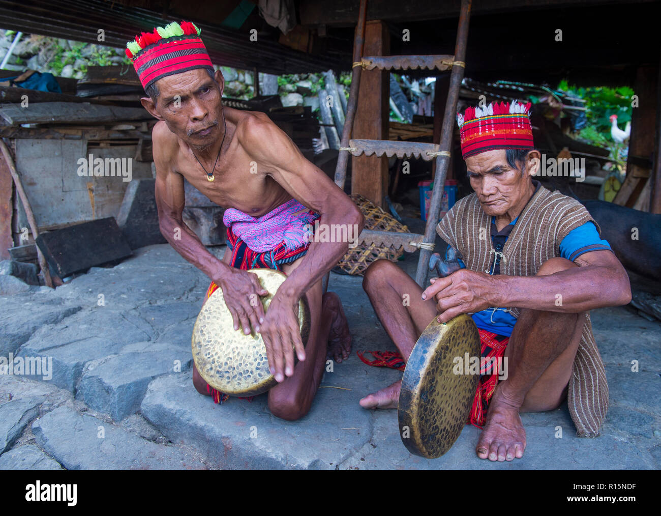 Persone della minoranza Ifugao a Banaue nelle Filippine Foto Stock