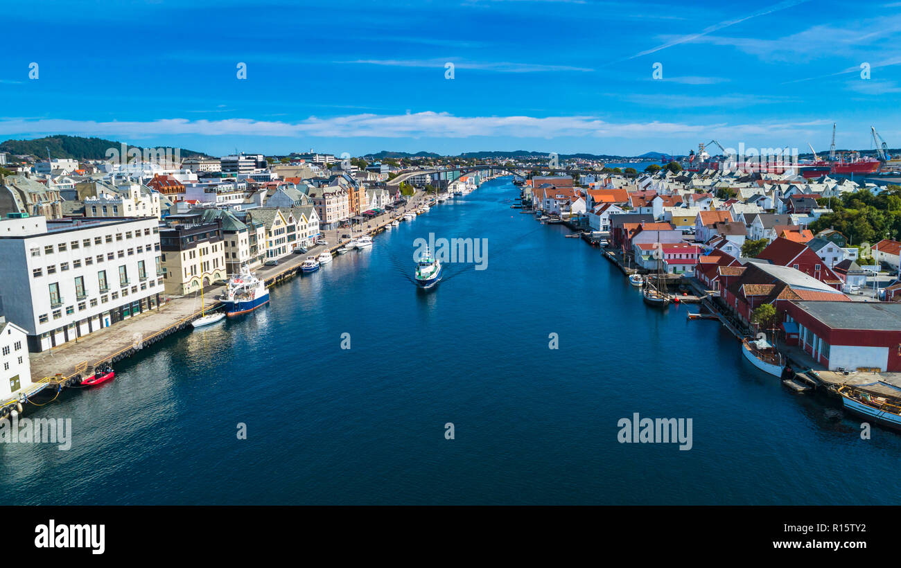 Vista aerea di Haugesund, Norvegia. Foto Stock