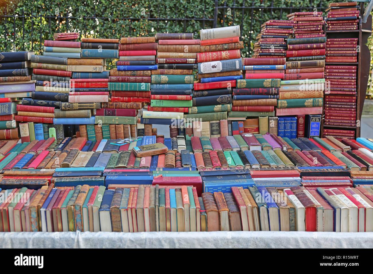 London, Regno Unito - 22 Novembre 2013: vecchi classici libri in vendita presso il Mercato di Portobello a Londra, Regno Unito. Foto Stock