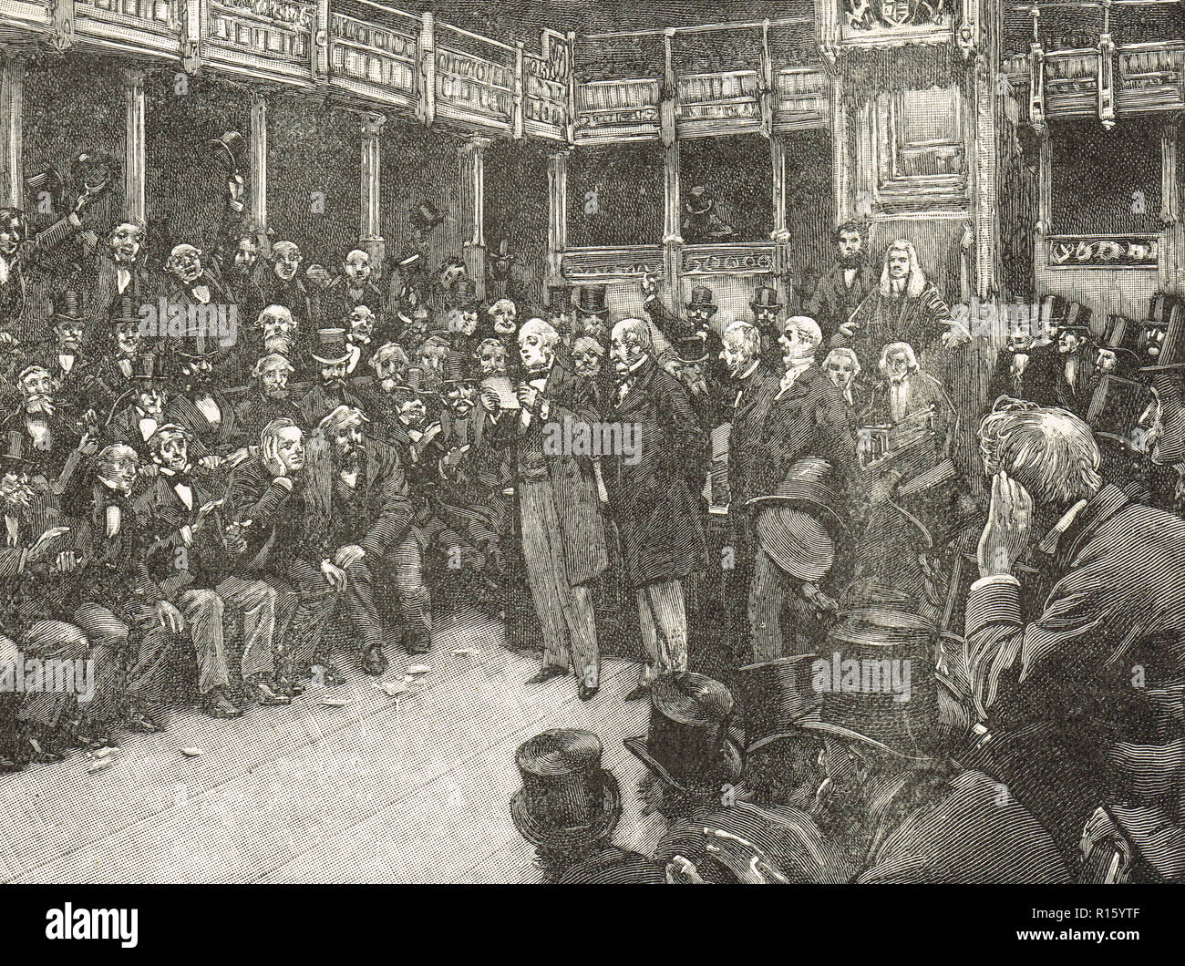 Un voto di stretta in House of Commons, il disegno di legge di riforma del 1866 Foto Stock