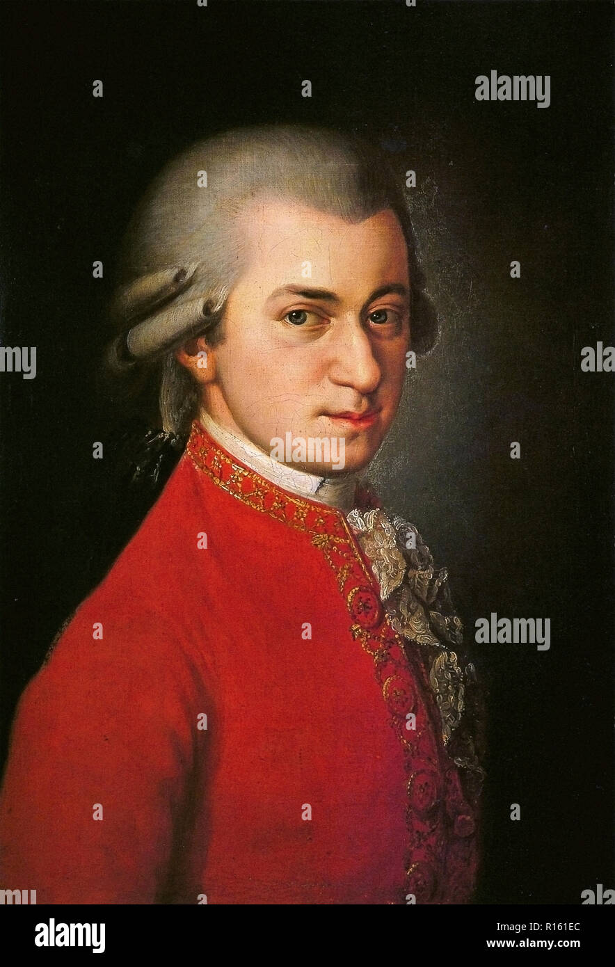 Wolfgang Amadeus Mozart (Salisburgo, 27 Gennaio 1756 - Vienna, 5 dicembre 1791) in un ritratto postumo del 1818 da Barbara Krafft Foto Stock