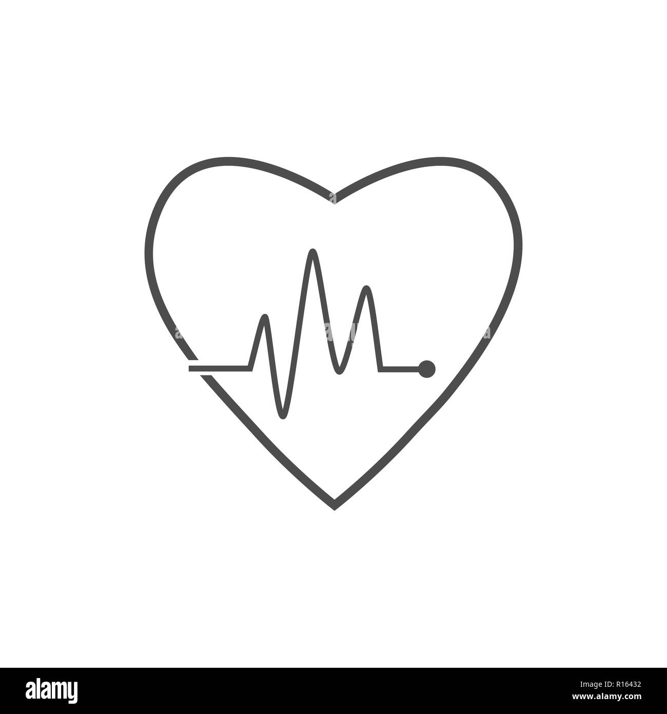 Cardio, cuore, il battito cardiaco e la relativa icona. Illustrazione Vettoriale, design piatto. Illustrazione Vettoriale