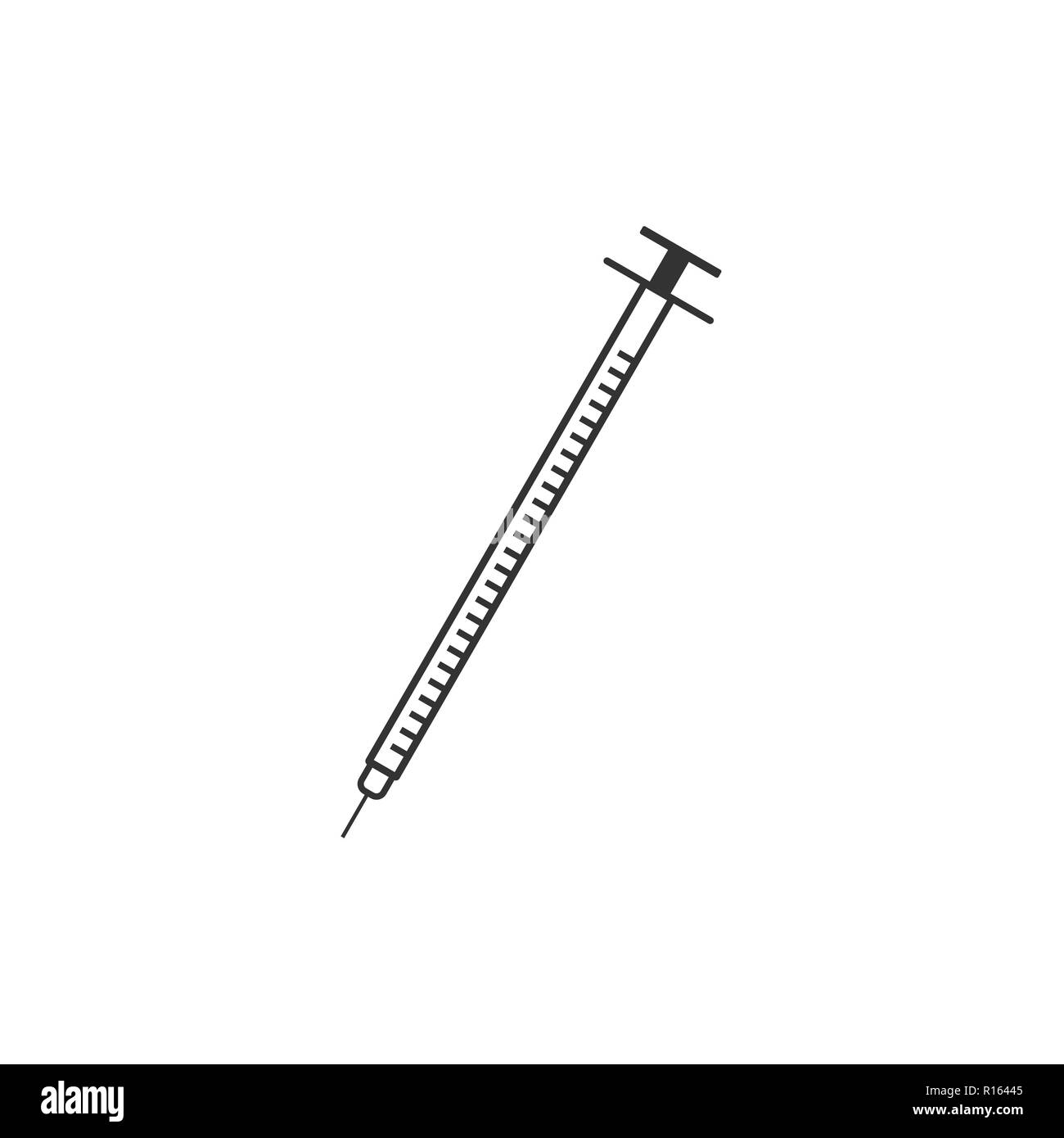 Siringa medica icona. Iniezione, mediche, ago, siringa, vaccinazioni icona. Illustrazione Vettoriale, design piatto. Illustrazione Vettoriale