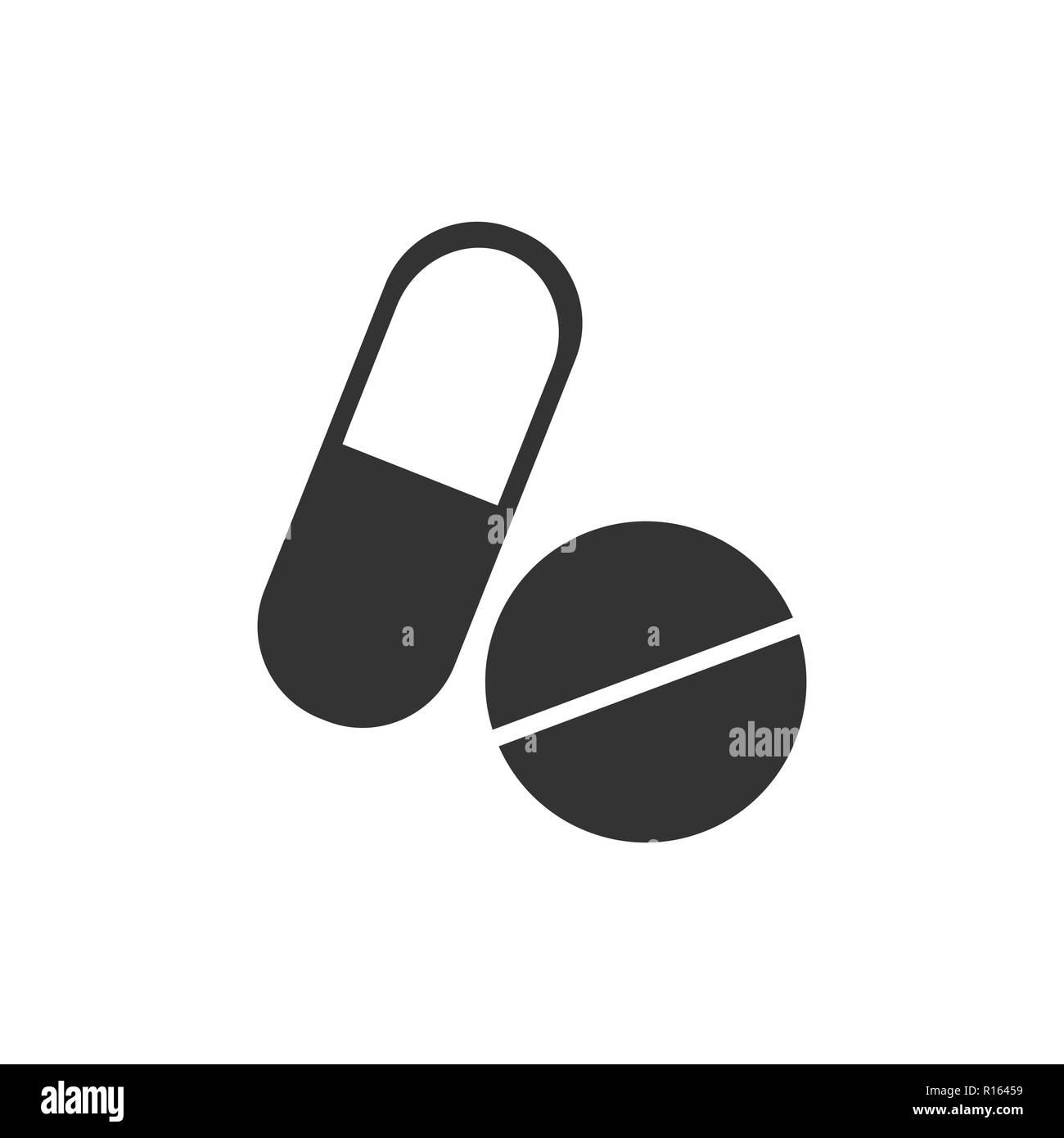 Icona della pillola. Farmaco medicale pillola. Illustrazione Vettoriale, design piatto. Illustrazione Vettoriale