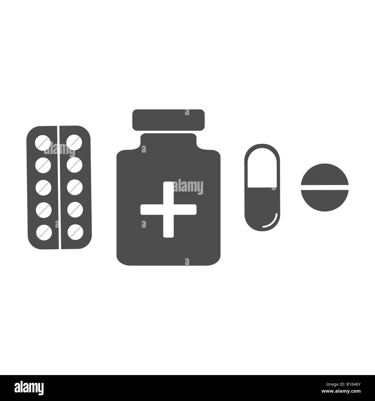 Icona della pillola. Farmaco medicale pillola. Illustrazione Vettoriale, design piatto. Illustrazione Vettoriale