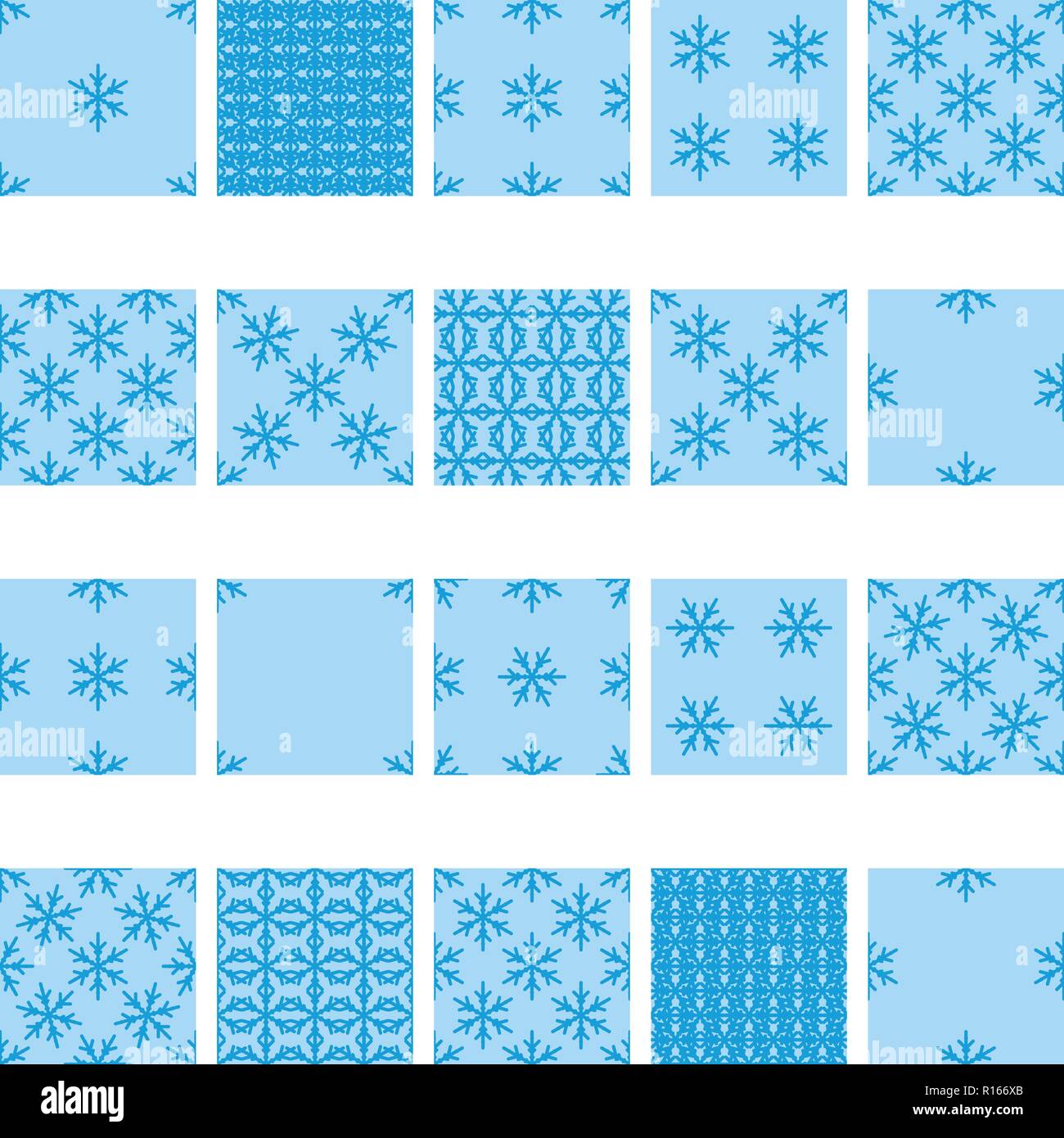Semplice snowfalke seamless sfondo impostato. Natale vacanza festosa texture. EPS10 vettore. Illustrazione Vettoriale