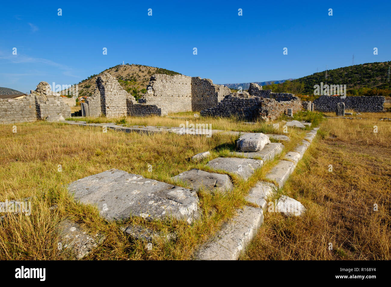 Sito di scavo, antica città illiriche Duklja, Doclea, Podgorica, Montenegro Foto Stock