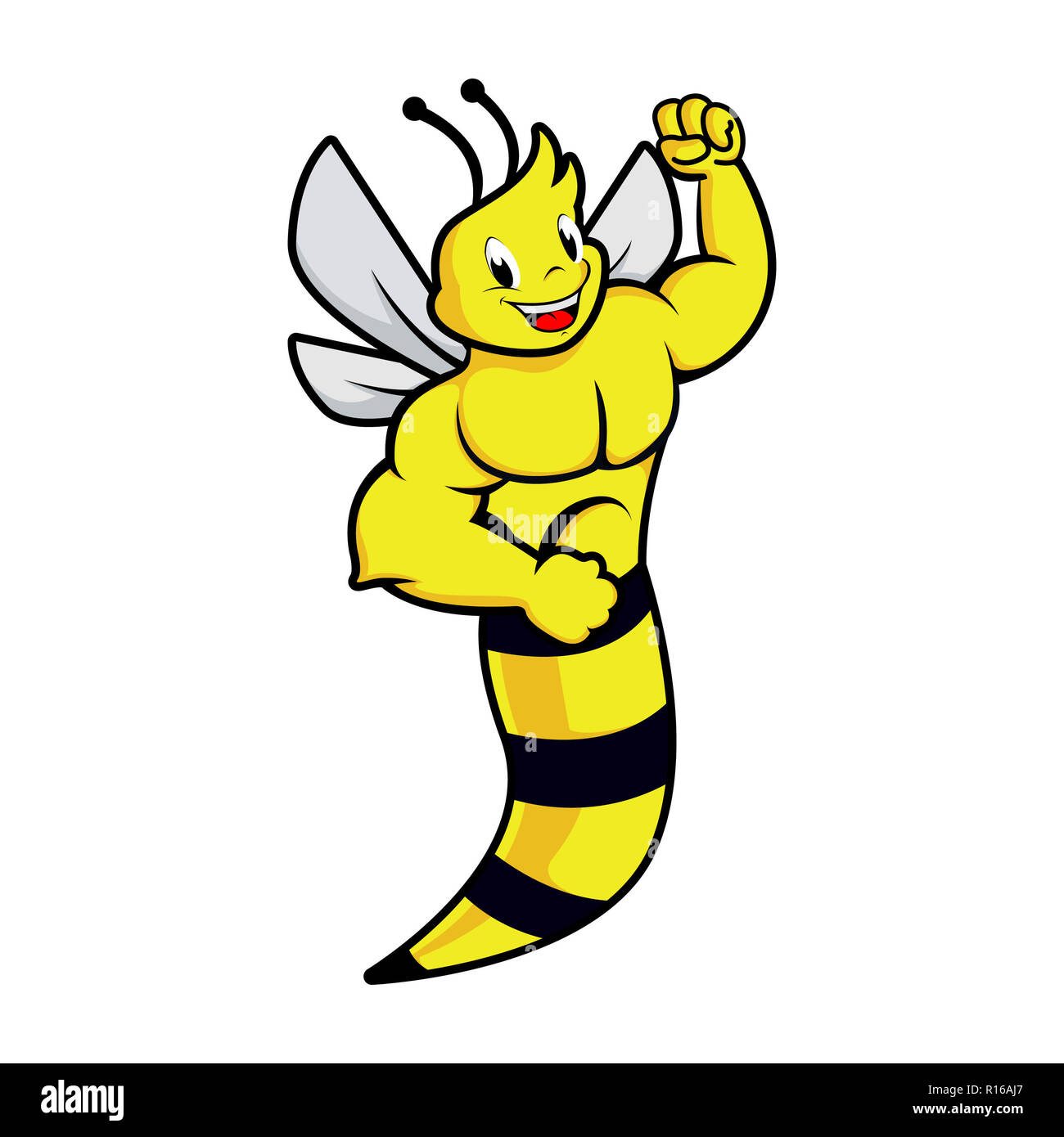 Icona di api. Il miele delle api. Isolato icona di insetti. Funny forte muscolo bee icona disegno vettoriale Foto Stock