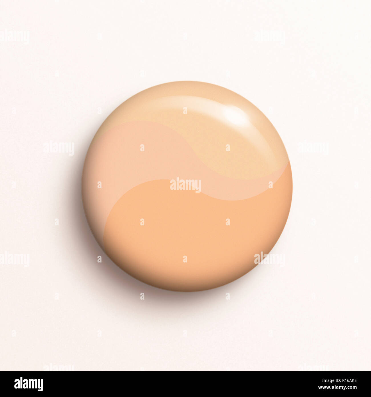 Blob circolare della fondazione cosmetici sfumature di crema contro uno sfondo bianco Foto Stock