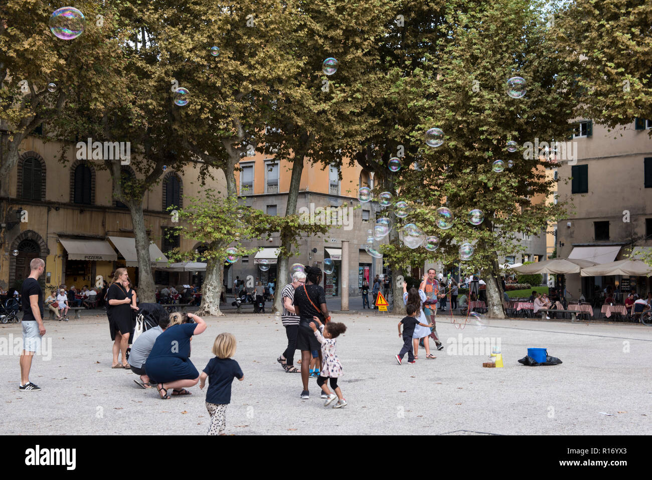 Piazza Napoleone a Lucca, Toscana Italia Foto Stock