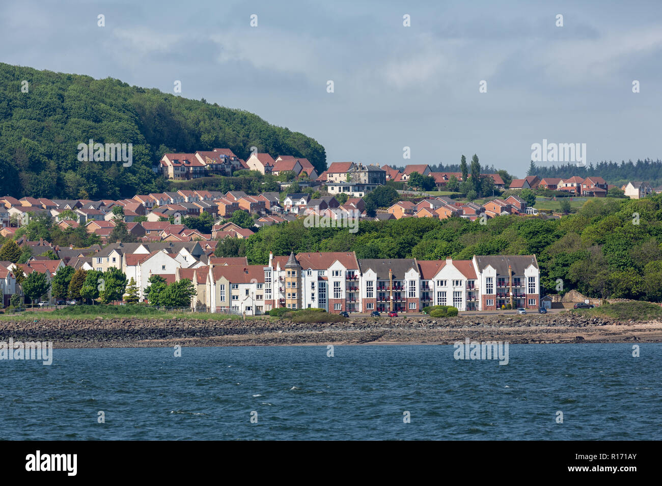 Seascape di Dalgety Bay, piccolo villaggio a Firth of Forth Scozia Scotland Foto Stock