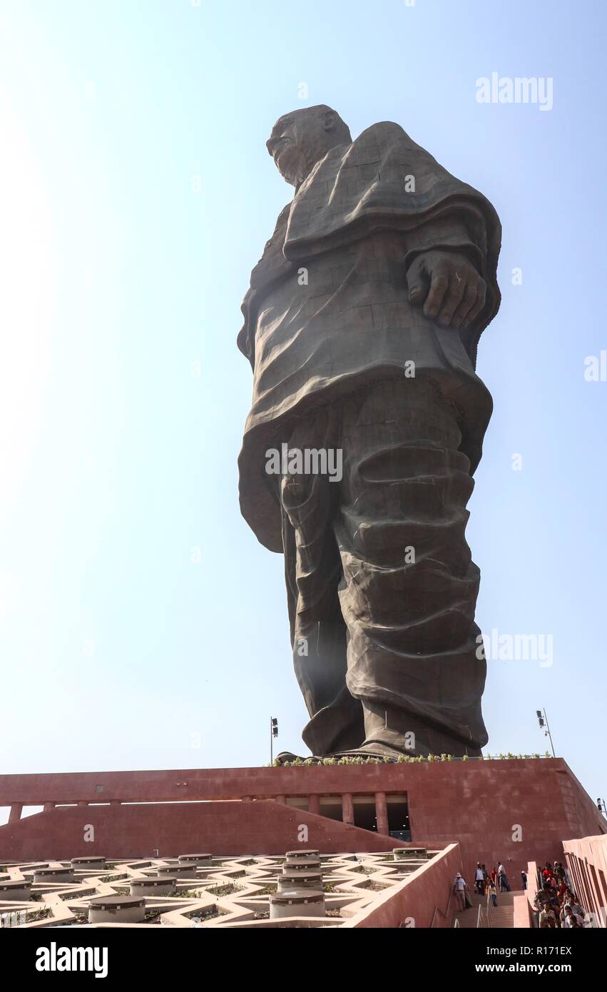 'Statue dell unità", più alte del mondo statua con una altezza di 182 metri, di indipendenza indiana leader Sardar Vallabhai Patel-Narmada/Gujarat/India Foto Stock