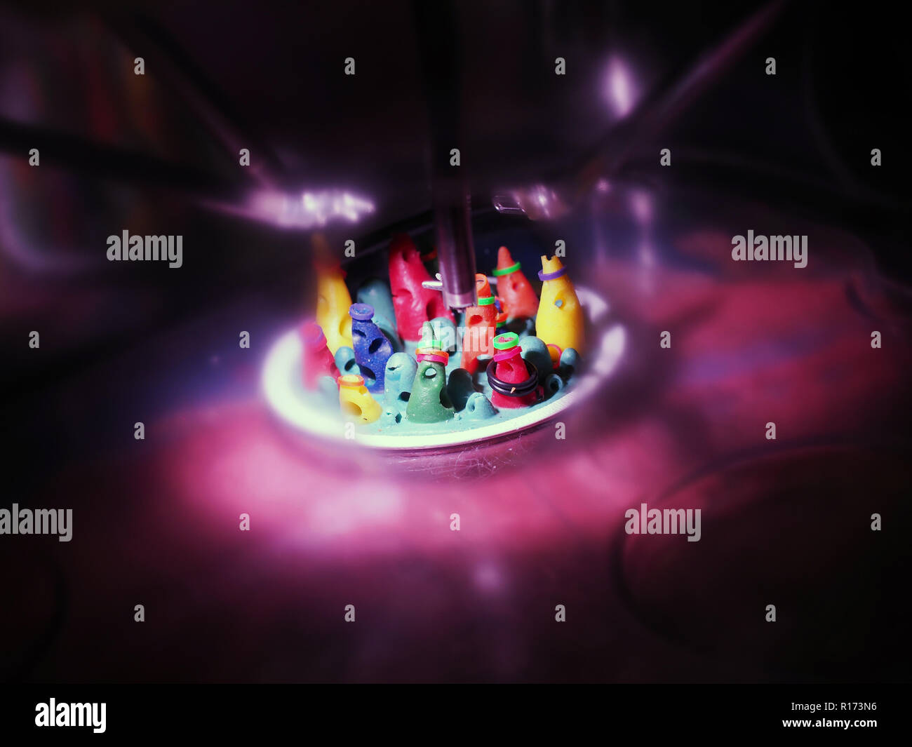 Elementi di formazione utilizzato per il Da Vinci robot chirurgia Foto Stock