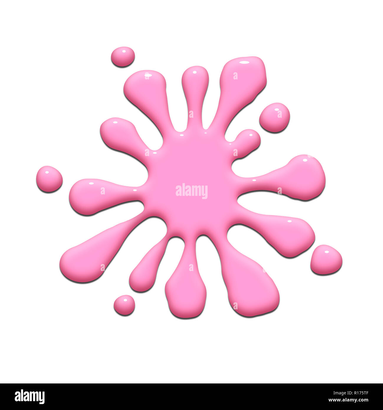 Splatter di colore rosa vernice, sfondo bianco Foto Stock
