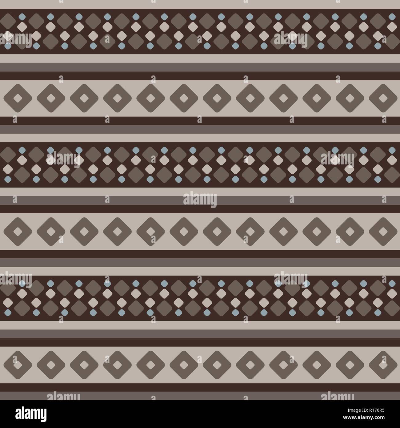 Fair Isle stile beige marrone blu bianco vector seamless pattern astratti con righe di rombo Illustrazione Vettoriale