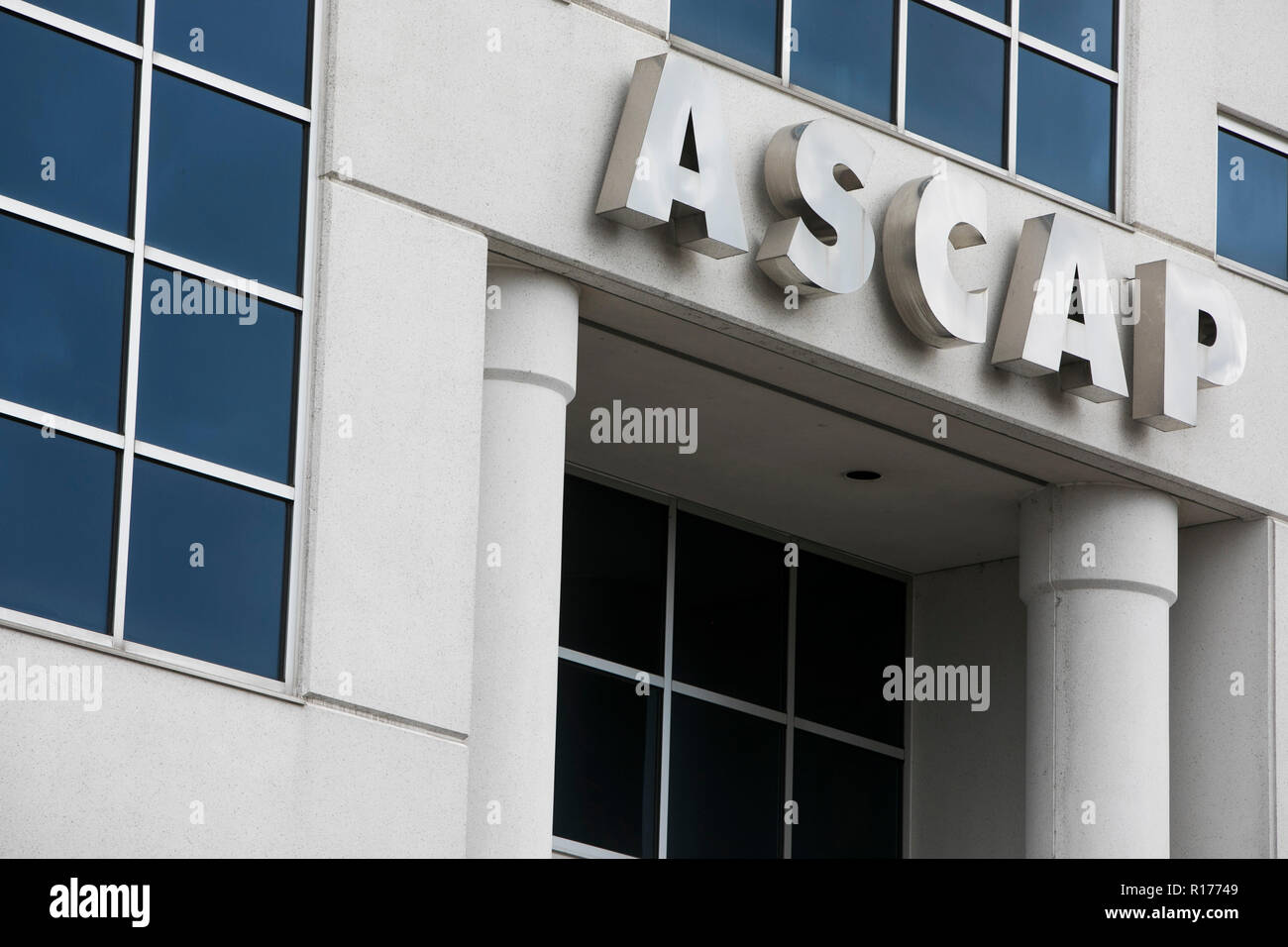 Un segno del logo al di fuori di una struttura occupata dalla società americana di compositori, autori ed editori (ASCAP) a Nashville, nel Tennessee, il 9 ottobre Foto Stock