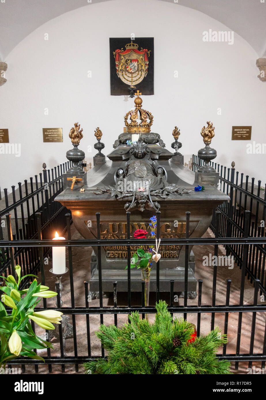 Tomba di 'Mad' re Ludwig II di Baviera, Monaco di Baviera Foto Stock