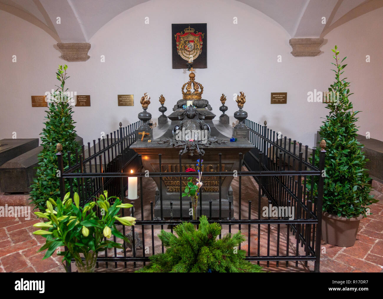 Tomba di 'Mad' re Ludwig II di Baviera, Monaco di Baviera Foto Stock