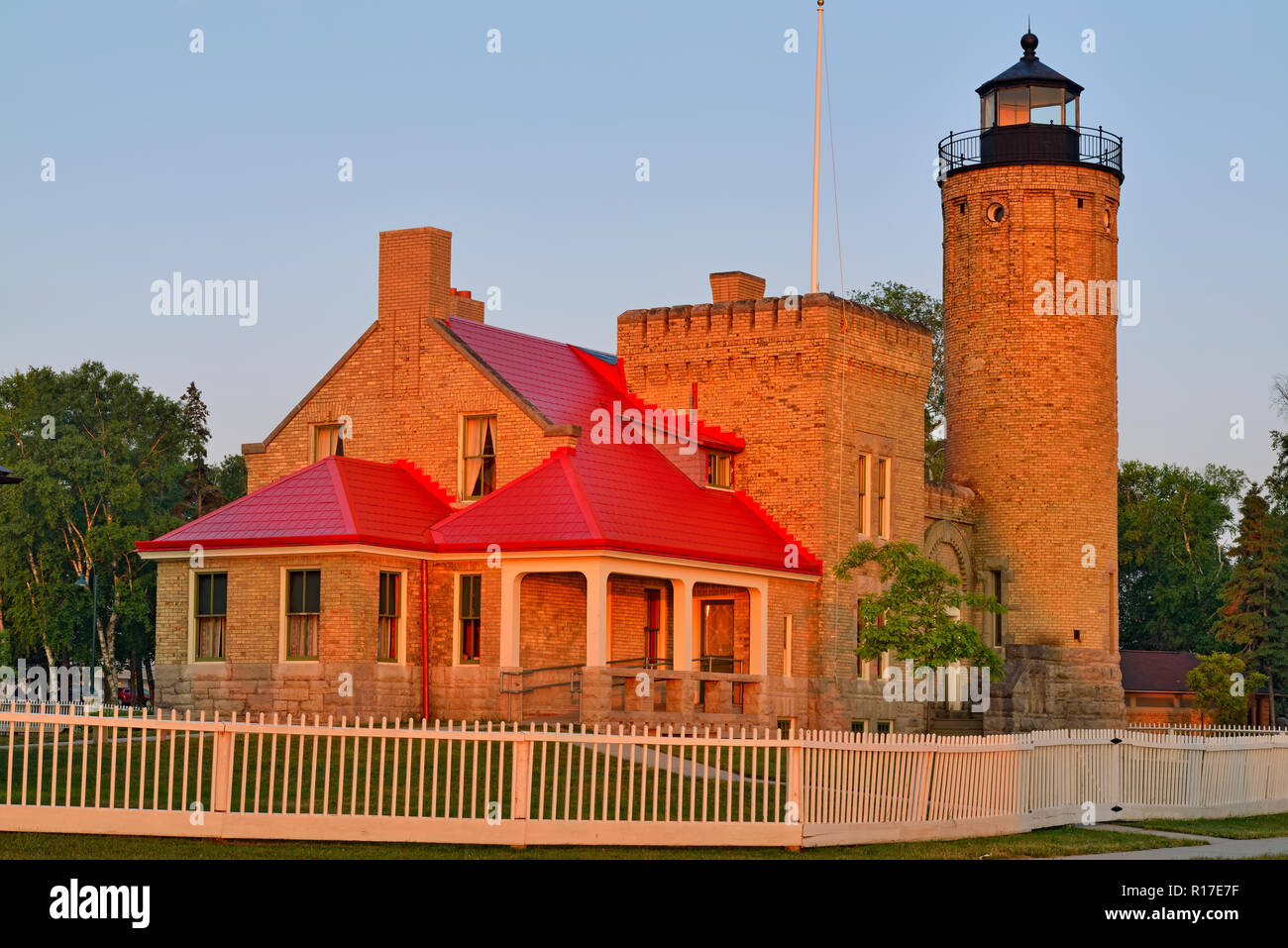 Old Mackinac Point Lighthouse, Museo Marittimo, 1892, Mackinaw City, Michigan, Stati Uniti d'America Foto Stock