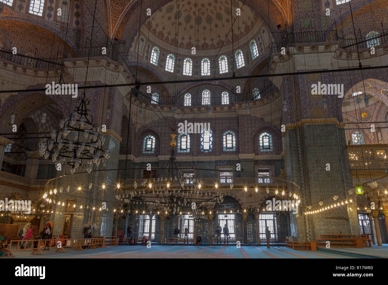 Moschea di Istanbul. Al Coperto. Foto Stock