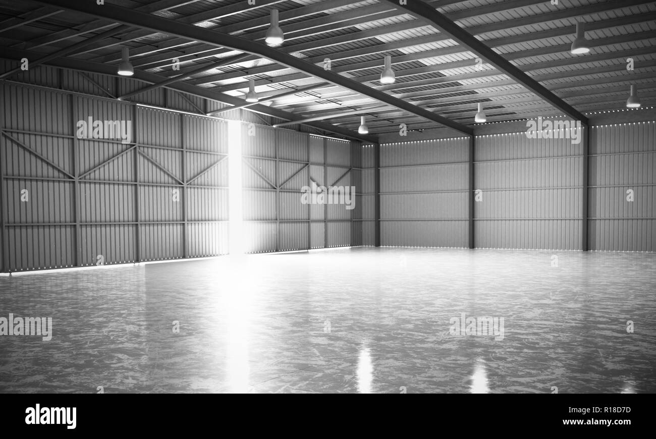 Hangar vuoti magazzino di consegna 3D render image Foto Stock