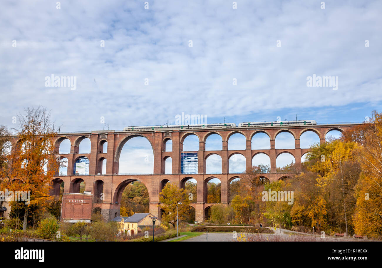 In Goeltzschtalbruecke Netzschkau Vogtland Germania più grande ponte in mattoni del mondo Foto Stock
