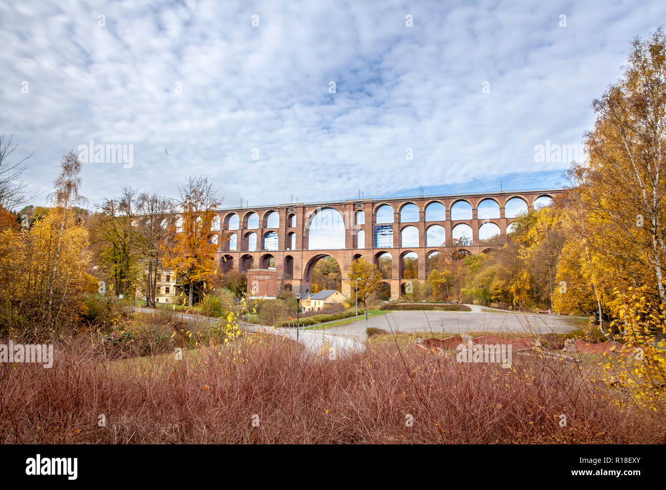In Goeltzschtalbruecke Netzschkau Vogtland Germania più grande ponte in mattoni del mondo Foto Stock