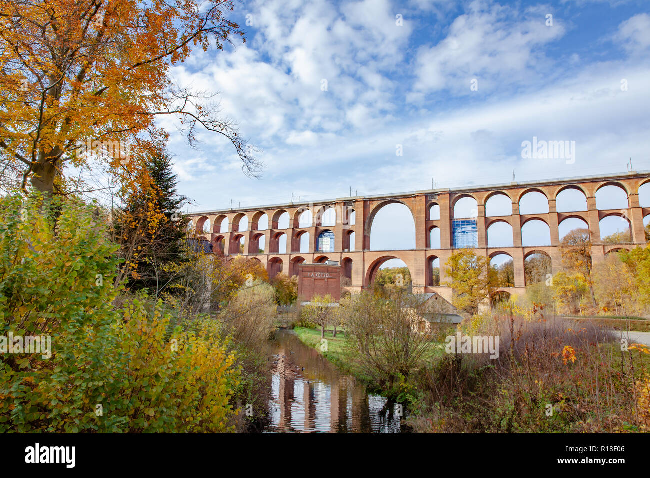 In Goeltzschtalbruecke Netzschkau Vogtland Germania più grande ponte in mattoni del mondo Foto Stock