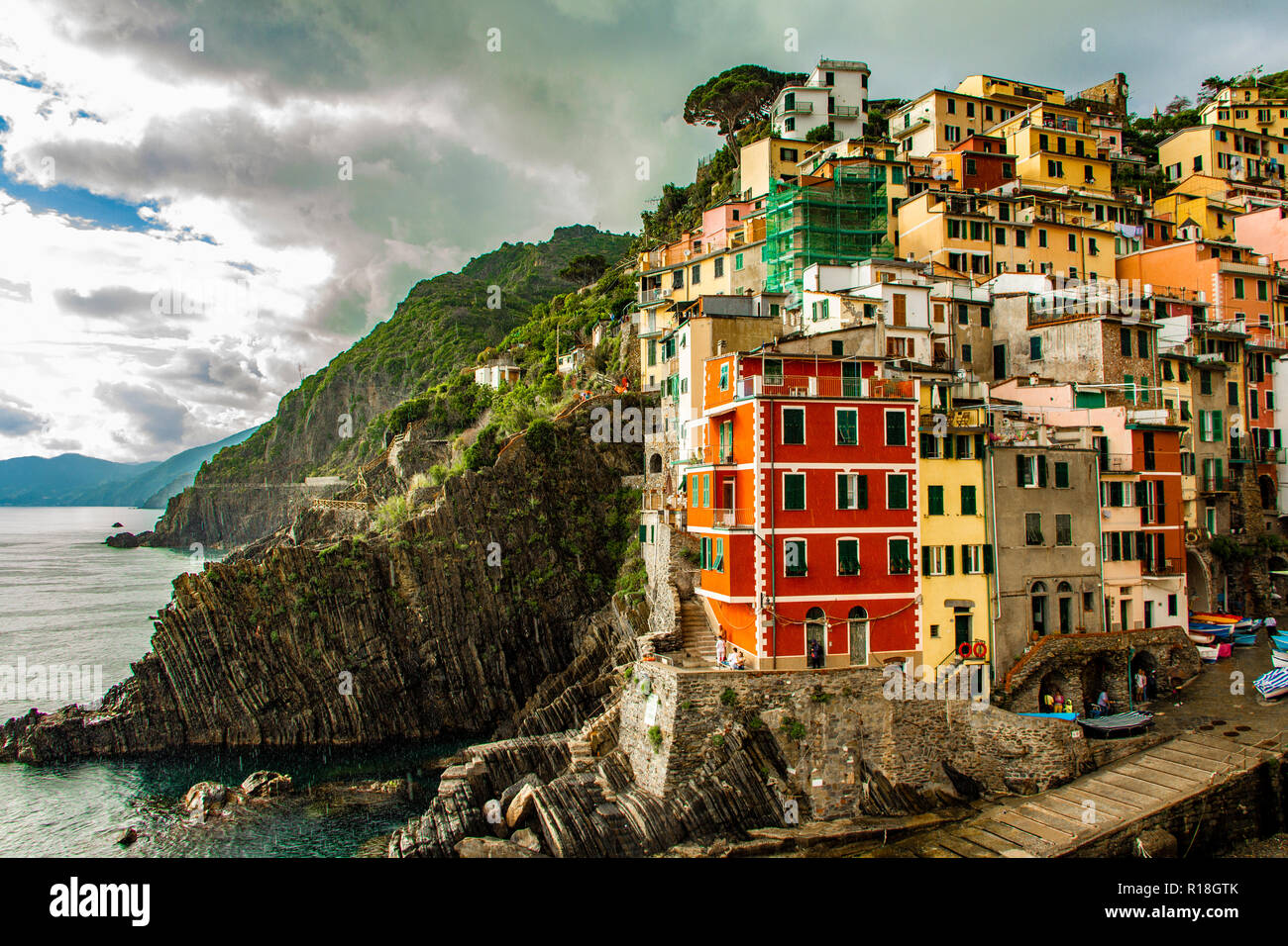 5 Terre in Italia (Riomaggiore) Foto Stock