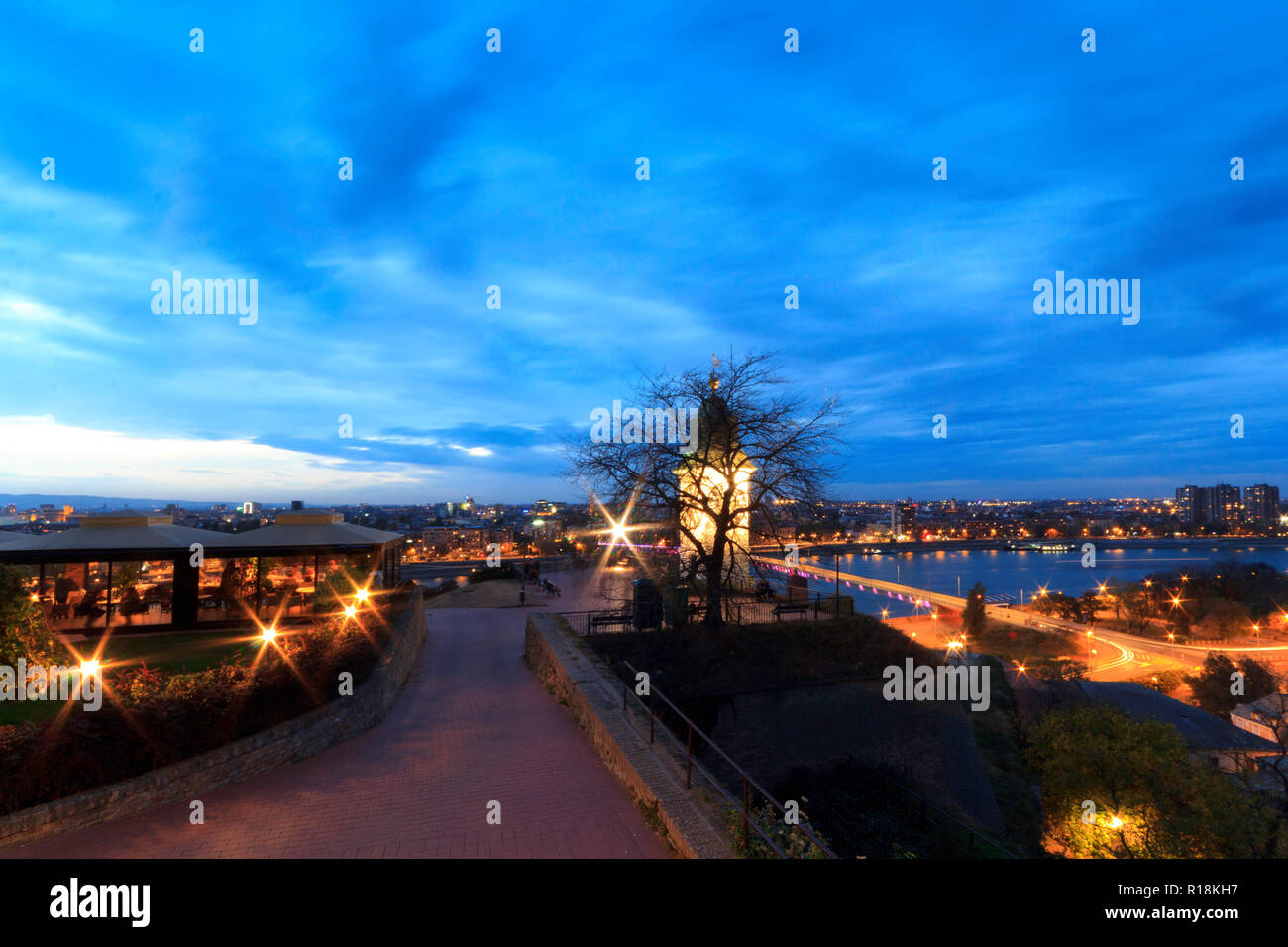 Ora blu sulla Petrovaradin Fortress Foto Stock