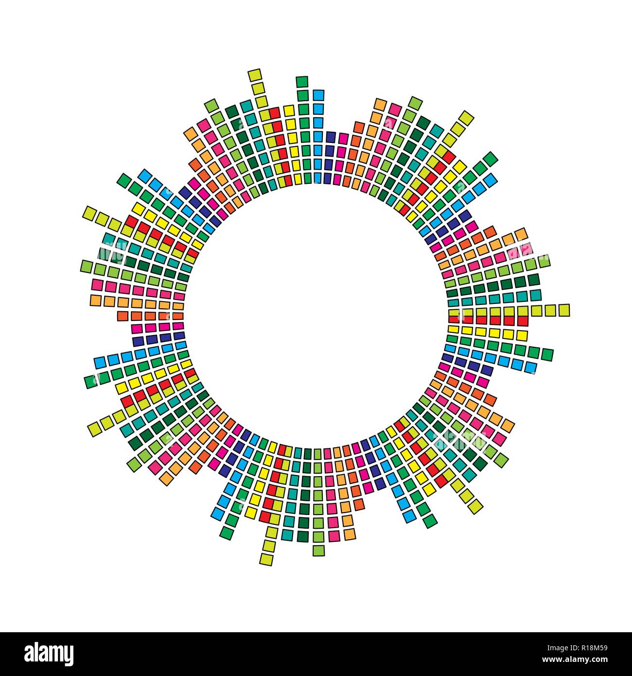 Cerchio equalizzatore mosaico design isolato su sfondo bianco Illustrazione Vettoriale