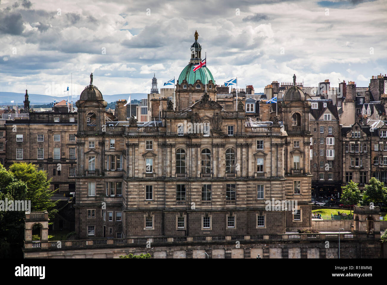 Royal Bank of Scotland (RBS) edificio nel centro storico di Edimburgo, ora un museo. La Scozia. Foto Stock