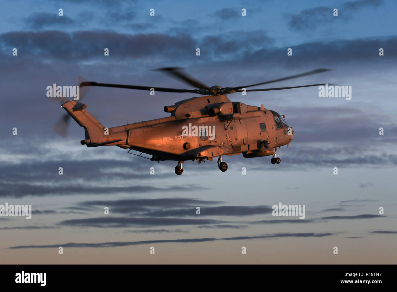 Royal Navy elicottero Merlin HM2 di 814 Naval Air Squadron Foto Stock