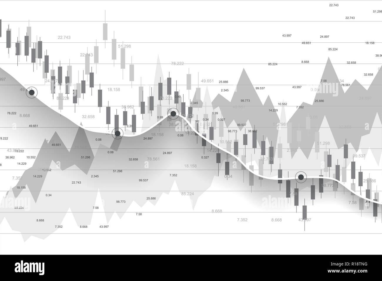 Mercato azionario e exchange. Candela di Business stick diagramma grafico del mercato azionario Investimenti trading. Dati sulla borsa. Punto rialzista, andamento del grafico. Illustrazione Vettoriale Illustrazione Vettoriale