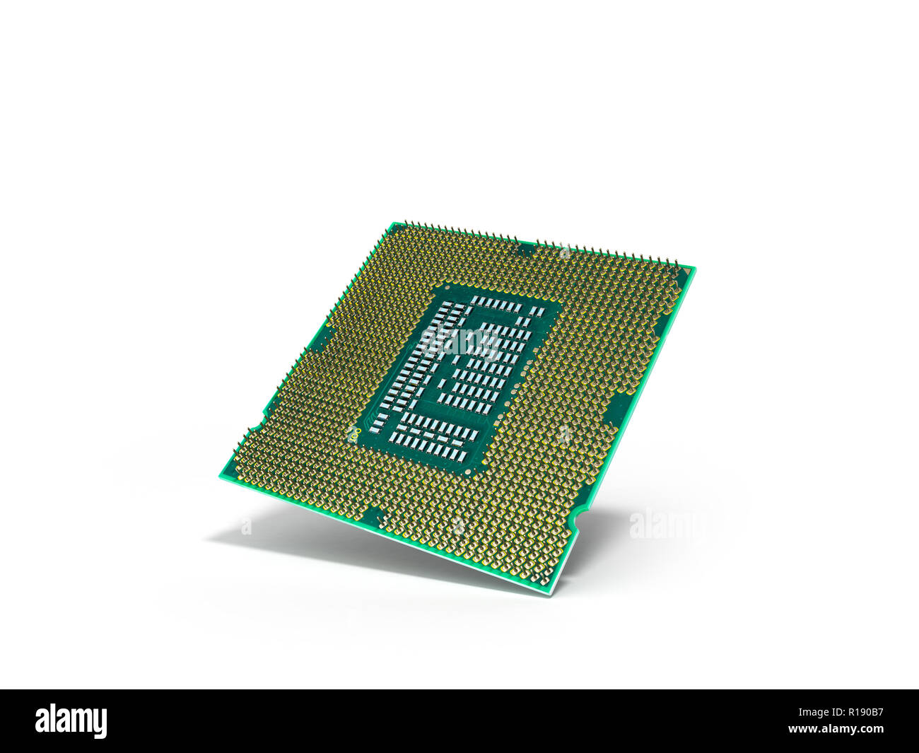 Calcolatore centrale processori CPU ad alta risoluzione 3D rendering su bianco Foto Stock