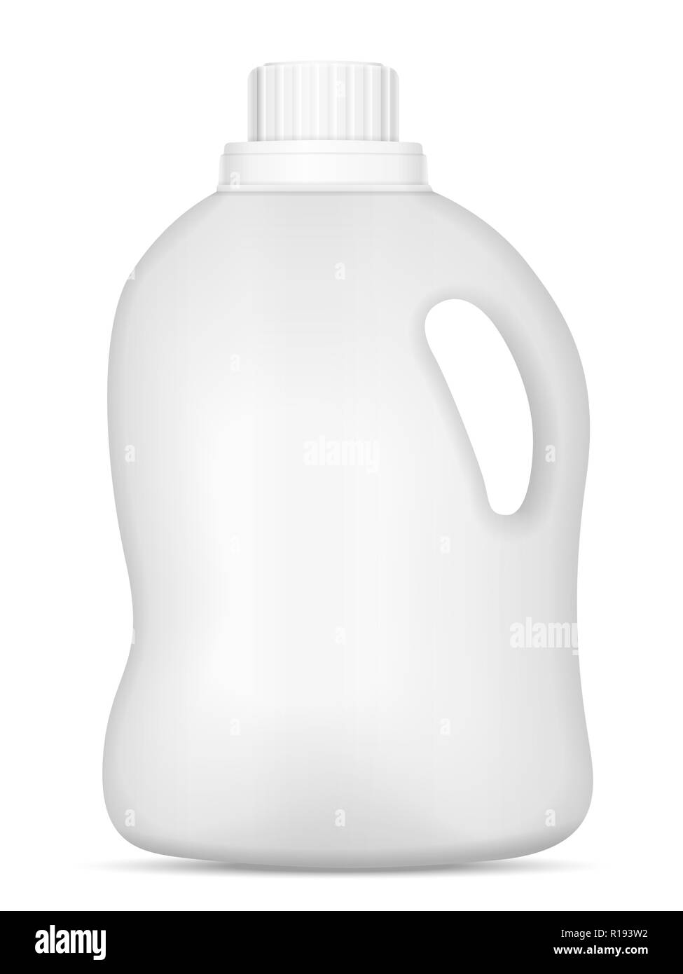 Flacone di detergente su uno sfondo bianco. Illustrazione Vettoriale. Foto Stock