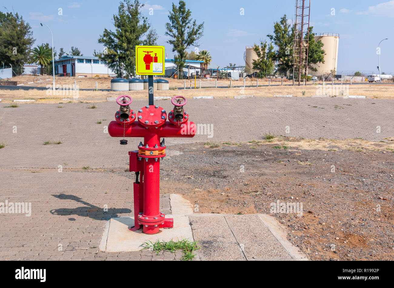 Red idrante sulla pista dell'aeroporto, windhoek aeroporto, Osea Kutako International Airport, Namibia Foto Stock