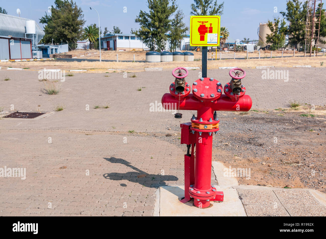 Red idrante sulla pista dell'aeroporto, windhoek aeroporto, Osea Kutako International Airport, Namibia Foto Stock