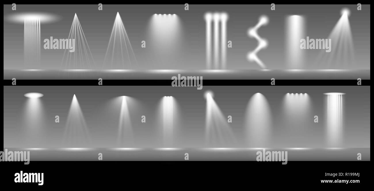 Fari di vettore. Scena. Gli effetti di luce. Illustrazione Vettoriale