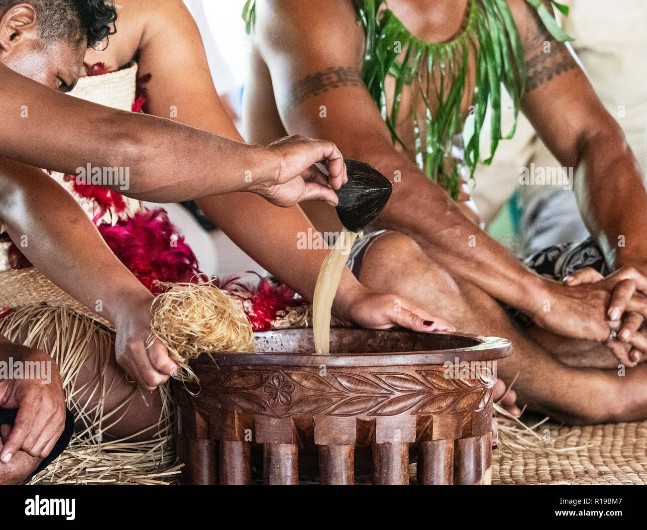 Tradizionale cerimonia ʻAva sull isola di Savai'i, la più grande isola di Samoa. Foto Stock