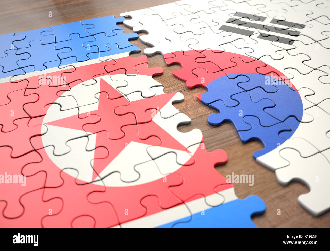 Due nazioni unire in un gioco di puzzle che rappresenta unione, pace, commercio, umano e sociale accordo. Foto Stock