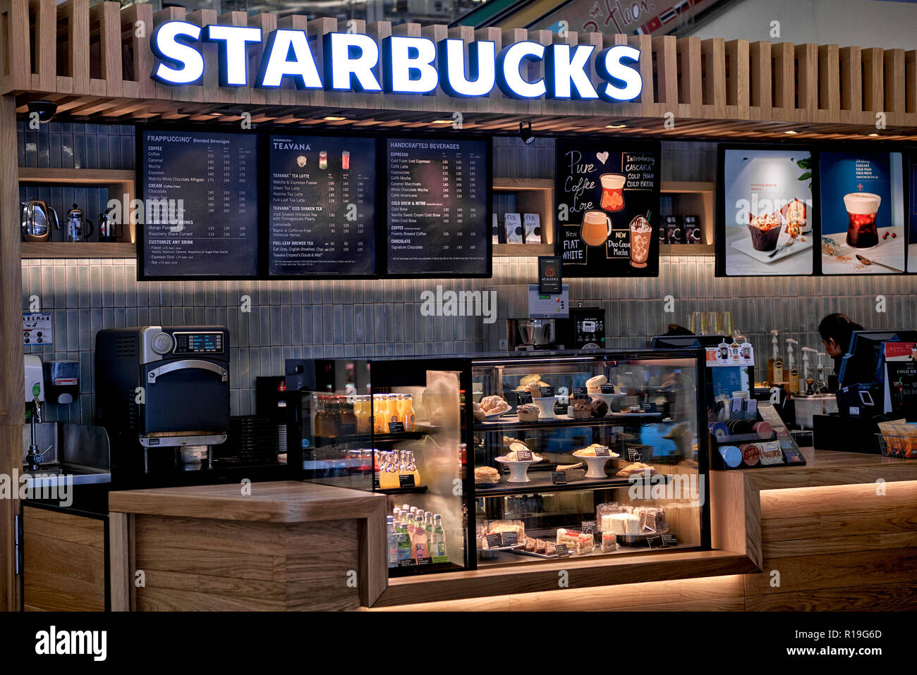 Starbucks interno display contatore Foto Stock