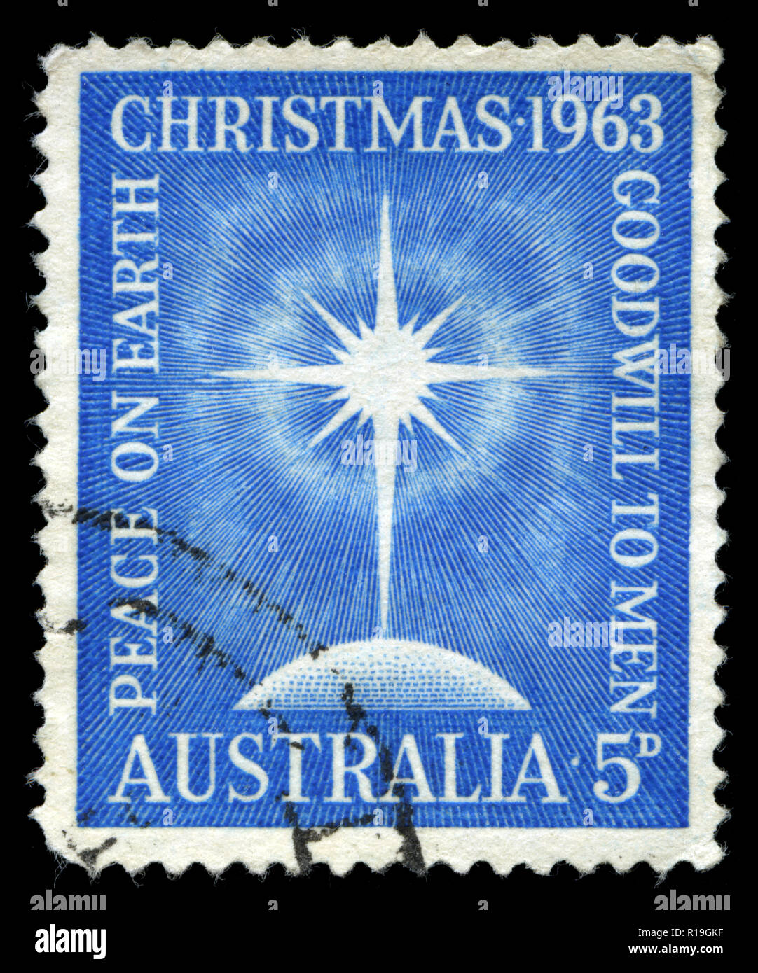 Con timbro postale timbro dall Australia nel Natale 1963 series Foto Stock