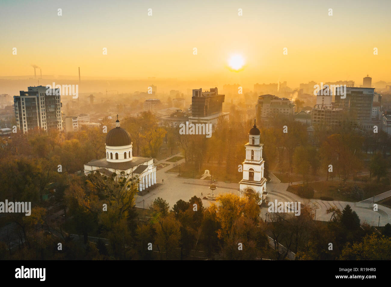 Sunrise a Chisinau Repubblica Moldova Foto Stock