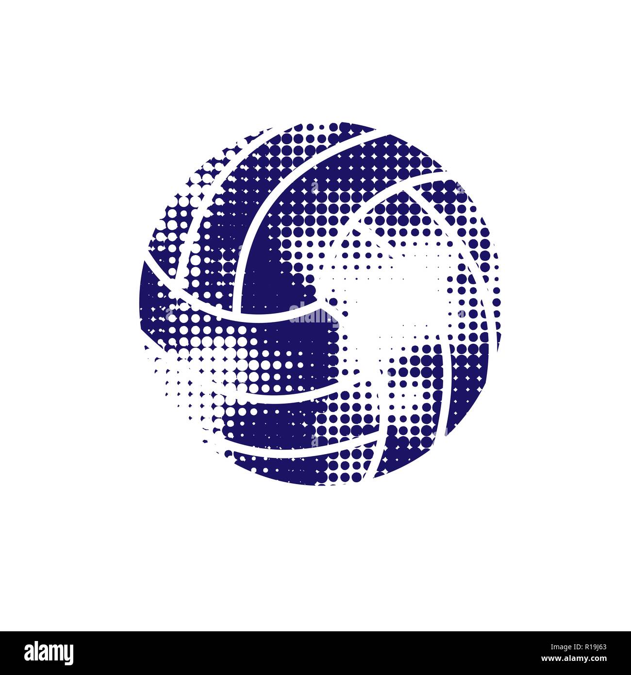 Mezzitoni blu pallavolo isolati su sfondo bianco Illustrazione Vettoriale