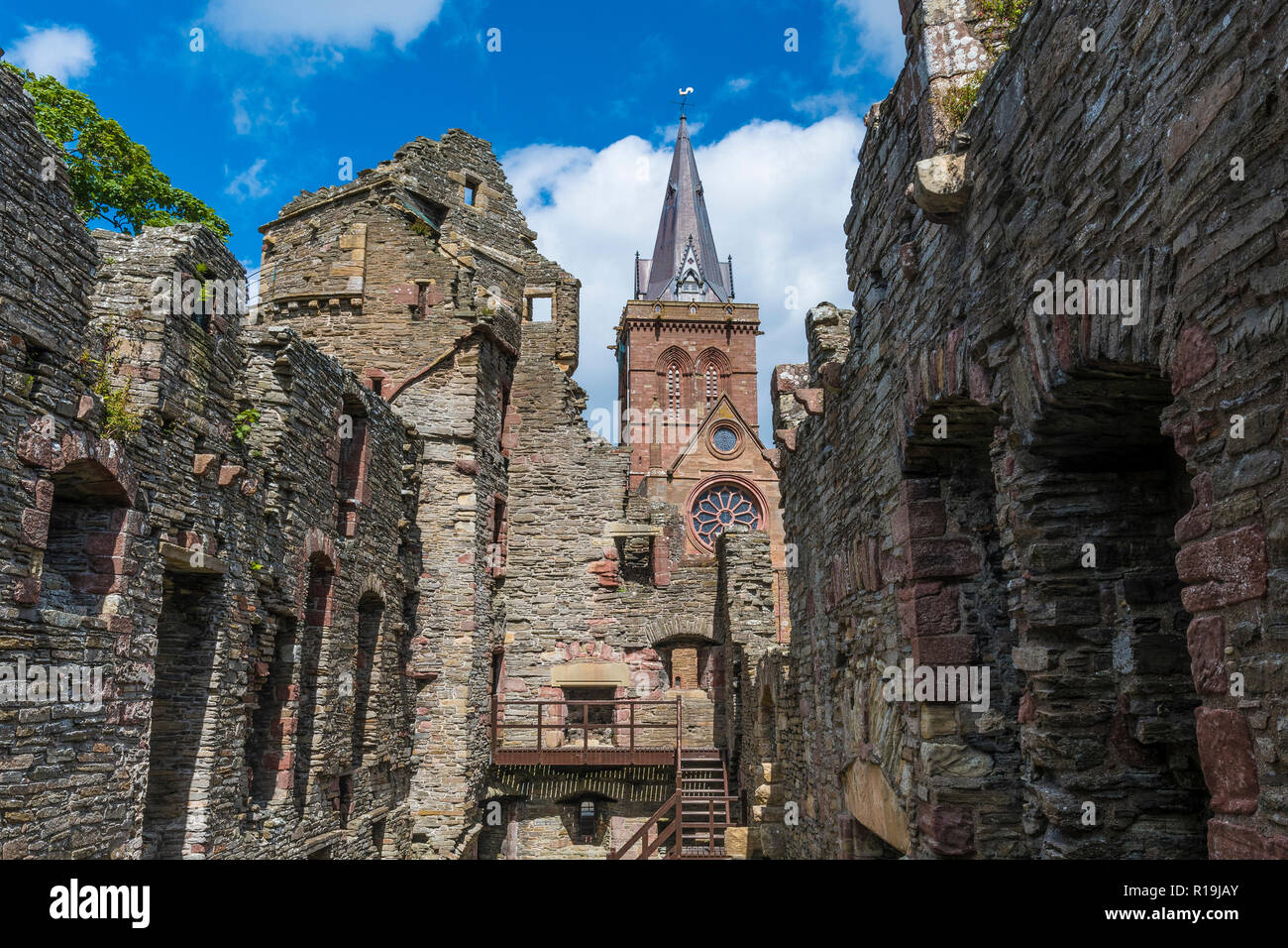 Earl's Palace e St Magnus Cathedral, orkney Foto Stock