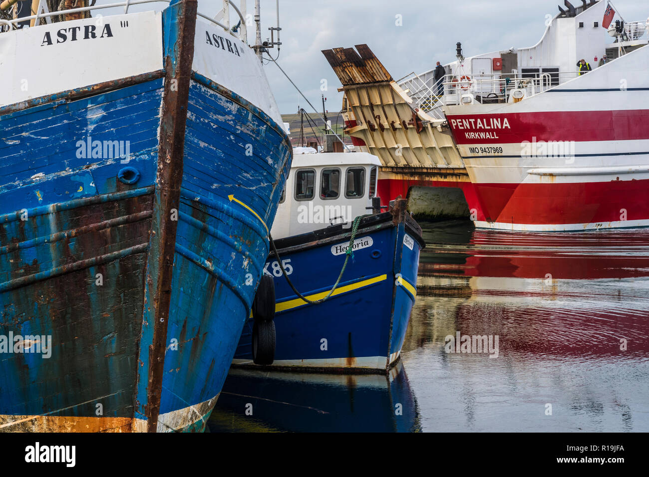 Traghetto Pentalina ormeggiato a Burwick, orkney Foto Stock